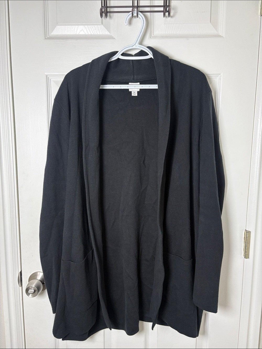 J. Crew Black Open-Front Pocket Cardigan